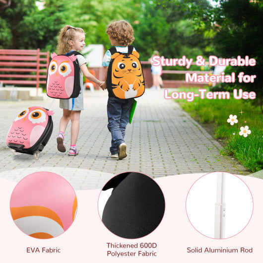 Lightweight and Portable Rolling Suitcase for Children-Pink
