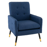 Linen Fabric Accent Chair with Removable Seat Cushion-Blue