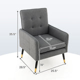 Linen Fabric Accent Chair with Removable Seat Cushion-Gray