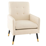Linen Fabric Accent Chair with Removable Seat Cushion-White