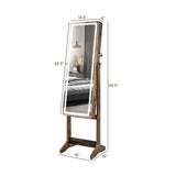 Lockable Jewelry Armoire Standing Cabinet with Lighted Full-Length Mirror-Rustic Brown
