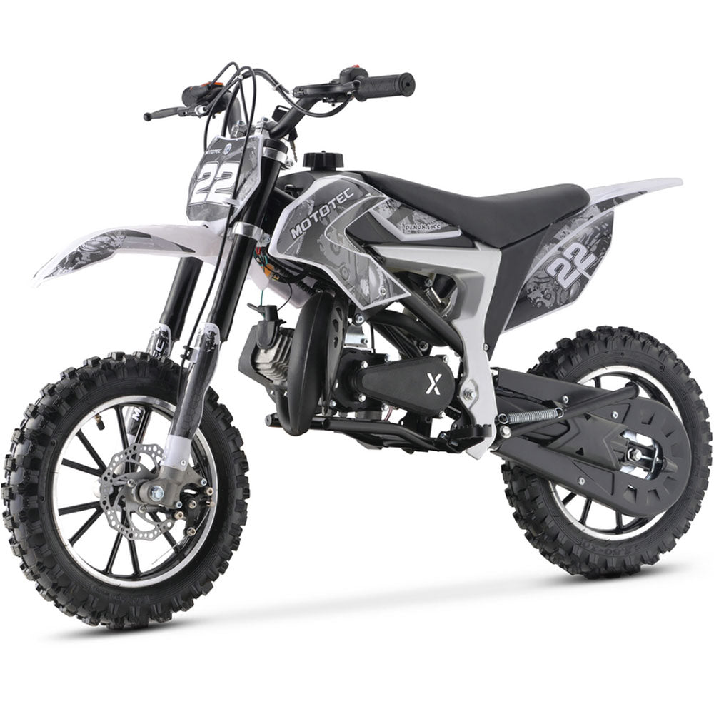 MotoTec Demon 50cc 2-Stroke Kids Gas Dirt Bike White