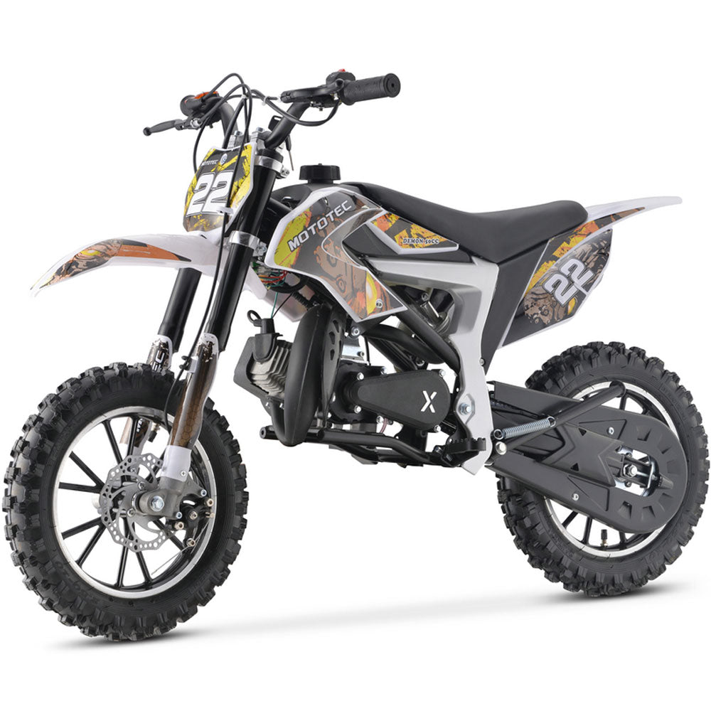 MotoTec Demon 50cc 2-Stroke Kids Gas Dirt Bike Yellow