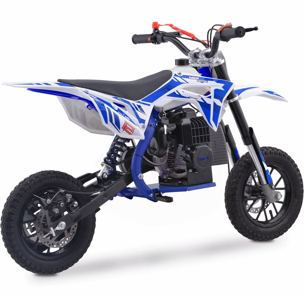 MotoTec Villain 52cc 2-Stroke Kids Gas Dirt Bike Blue