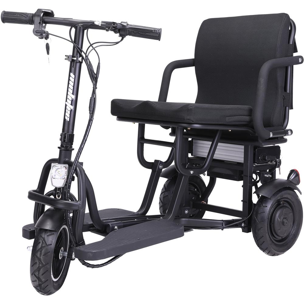 MotoTec Folding Mobility Electric Trike 48v 700w Dual Motor Lithium Black