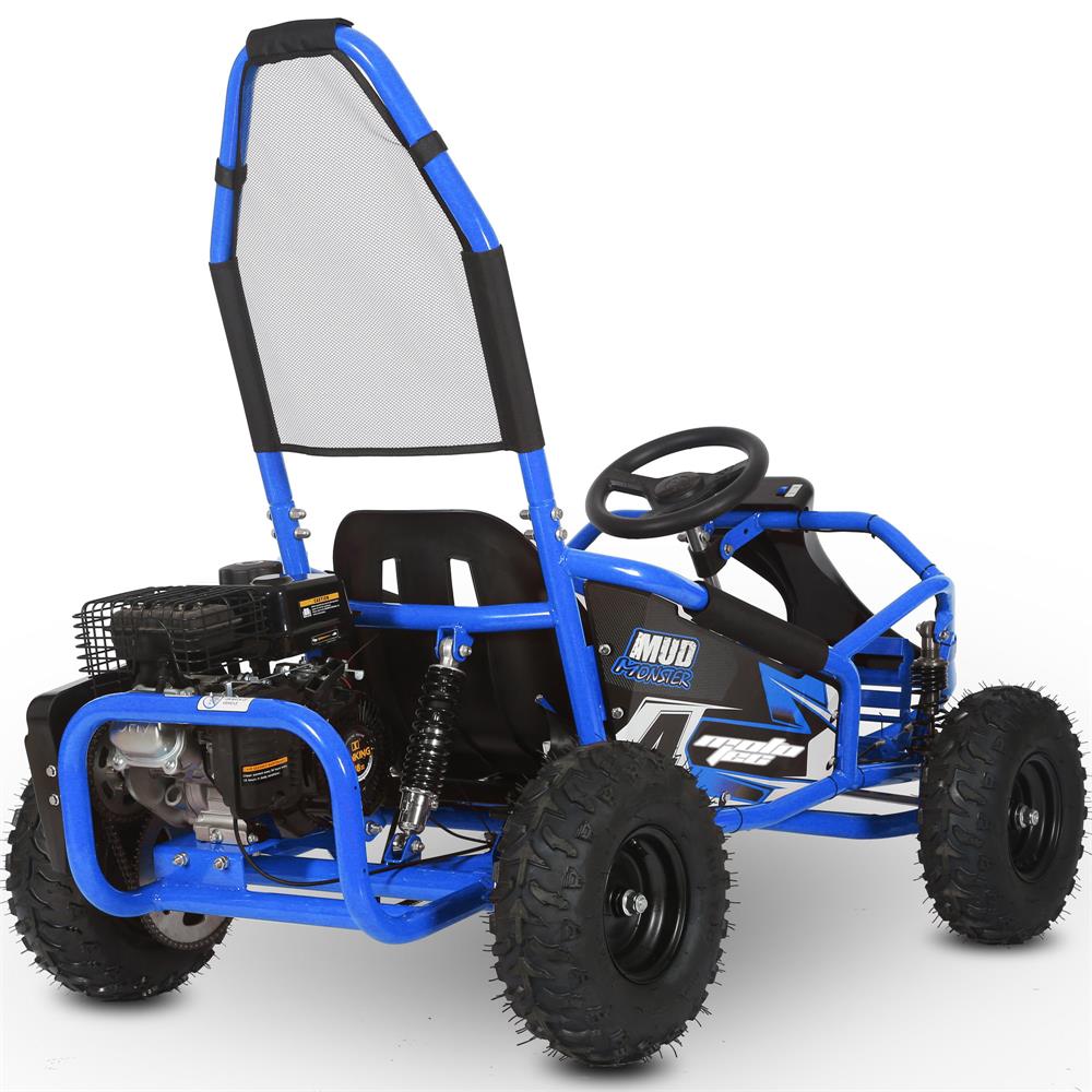 MotoTec Mud Monster 98cc Go Kart Full Suspension Blue