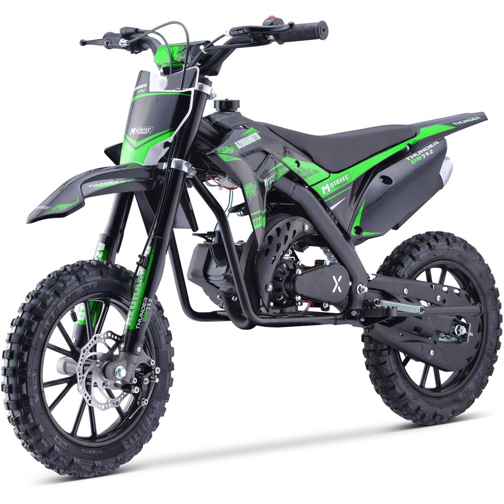 MotoTec Thunder 50cc 2-Stroke Kids Gas Dirt Bike Green