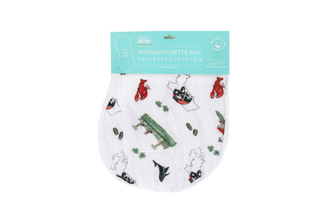 2-in-1 Burp Cloth and Bib: Massachusetts Boy by Little Hometown - Aiden's Corner Baby & Toddler Clothes, Toys, Teethers, Feeding and Accesories
