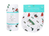 Gift Set: Massachusetts Baby Muslin Swaddle Blanket and Burp Cloth/Bib Combo by Little Hometown