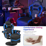 Massage Video Gaming Recliner Chair with Adjustable Height-Blue