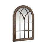3-Layered Arched Mounted Mirror for Vanity Bedroom Entryway-Rustic Brown