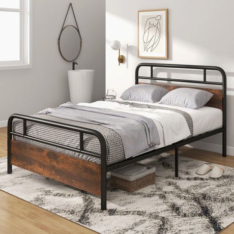 Twin/Full/Queen Size Bed Frame with Industrial Headboard-Full Size
