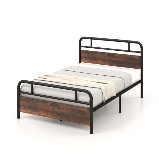 Twin/Full/Queen Size Bed Frame with Industrial Headboard-Full Size
