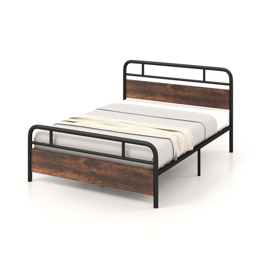 Twin/Full/Queen Size Bed Frame with Industrial Headboard-Queen Size