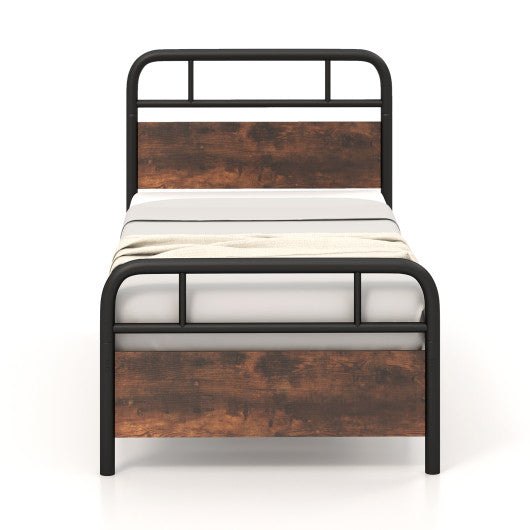 Twin/Full/Queen Size Bed Frame with Industrial Headboard-Twin Size