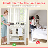 Mobile Diaper Changing Station with Storage Shelves and Boxes-Beige