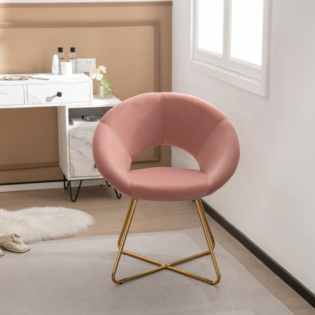 Modern Velvet Accent Chair Vanity Chair with Metal Legs-1 Piece