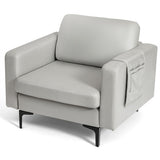 Modern Accent Armchair with Side Storage Pocket-Light Gray
