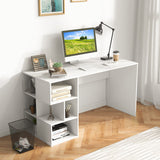 Modern Computer Desk with 3 Tier Storage Shelves for Home Office-White