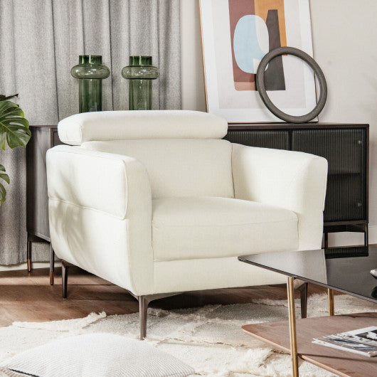 Modern Upholstered Single Sofa with Adjustable Headrest-Gray