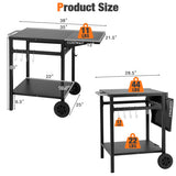 Movable Outdoor Grill Cart with Folding Tabletop and Hooks-Black