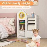 Multipurpose Toy Chest and Bookshelf with Mobile Trolley for Bedroom-Gray