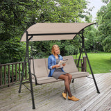 3-Person Outdoor Patio Porch Swing with Adjustable Canopy and 900 Lbs Weight Capacity