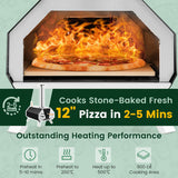 Outdoor Pizza Oven with Pizza Stone and Foldable Legs for Camping-Black