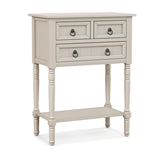 Narrow Console Table with 3 Storage Drawers and Open Bottom Shelf-Beige