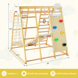 8-in-1 Wooden Jungle Gym Playset with Monkey Bars-Natural