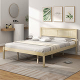 Twin/Full/Queen Size Wooden Bed Frame with Headboard and Slat Support-Queen Size