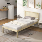 Twin/Full/Queen Size Wooden Bed Frame with Headboard and Slat Support-Twin Size