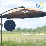 10 Feet Cantilever Umbrella with 32 LED Lights and Solar Panel Batteries-Navy