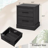 Wood Compact Floor Nightstand with Storage Drawers-Dark Gray