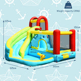 6-in-1 Inflatable Bounce House with Climbing Wall and Basketball Hoop with Blower