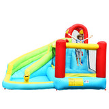 6-in-1 Inflatable Bounce House with Climbing Wall and Basketball Hoop with Blower