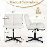Office Armless Chair Cross Legged with Imitation Lamb Fleece and Adjustable Height-Beige