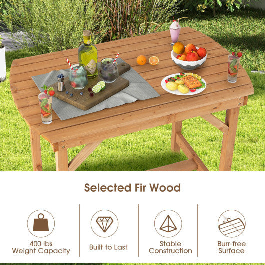 Outdoor Fir Wood Dining Table with 1.5 Inch Umbrella Hole