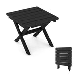 Outdoor Folding Side Table Foldable Weather-Resistant HDPE Adirondack Table-Black
