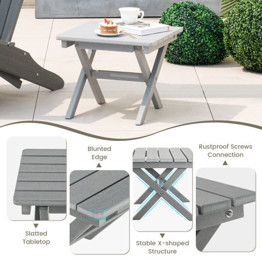 Outdoor Folding Side Table Foldable Weather-Resistant HDPE Adirondack Table-Gray