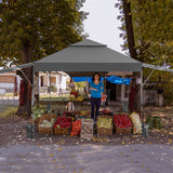 10 x 17.6 Feet Outdoor Instant Pop-up Canopy Tent with Dual Half Awnings-Gray
