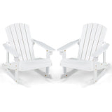 Outdoor Wooden Kid Adirondack Rocking Chair with Slatted Seat-White