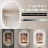 Oval LED Wall Mirror Backlit Dimmable Bathroom Wall Mounted Mirror
