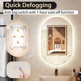 Oval LED Wall Mirror Backlit Dimmable Bathroom Wall Mounted Mirror