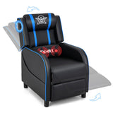 PU Leather Massage Gaming Recliner Chair with Side Pockets-Blue