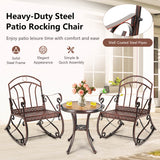 Heavy-Duty Patio Rocking Chair with Ergonomic Backrest and Armrests-Red