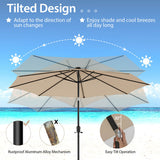 10 Feet Patio Umbrella with 112 Solar Lights and Crank Handle-Beige
