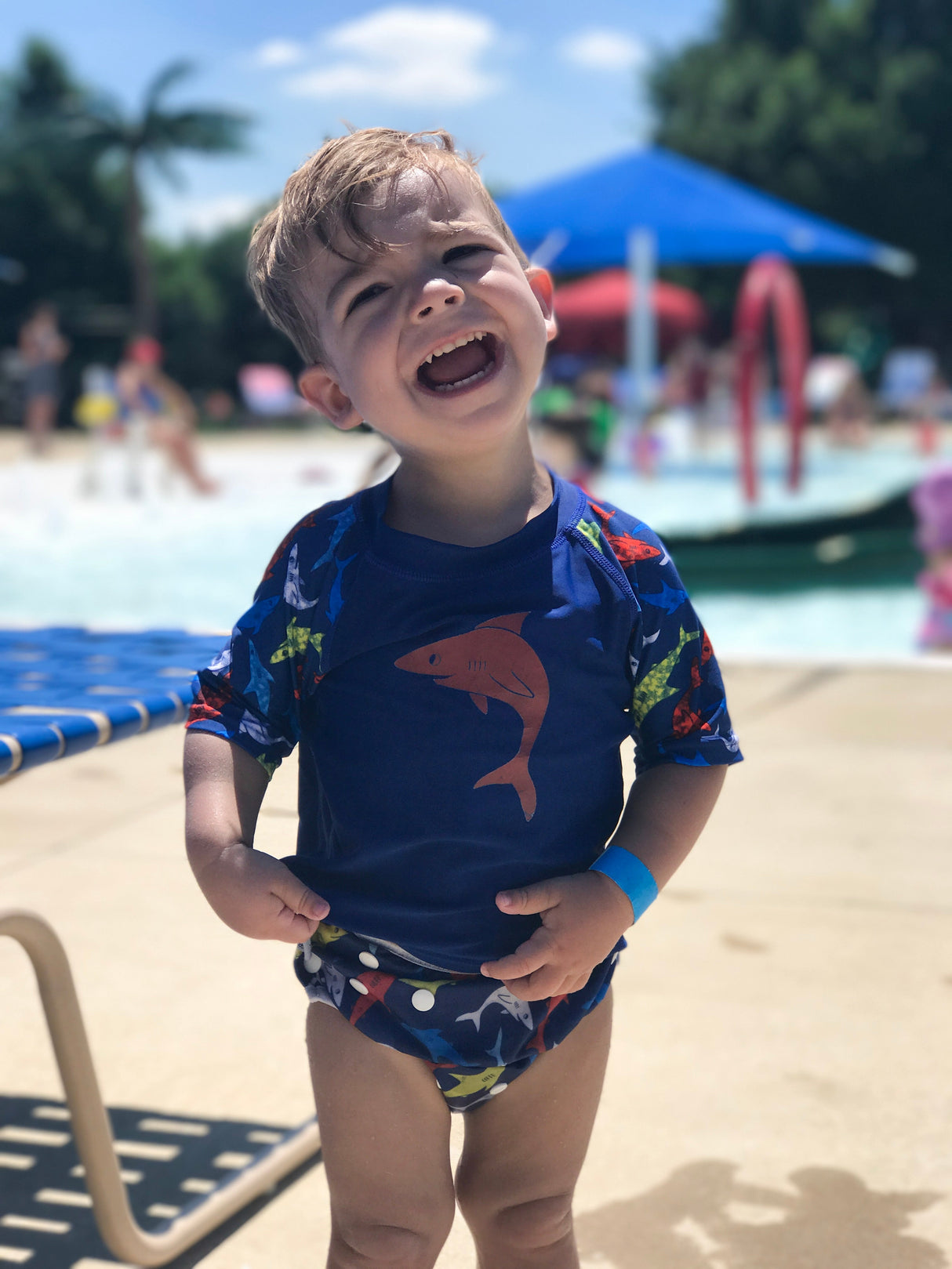 Shark Baby Rash Guard, Sun Protective Swim Shirt (Sizes 6M–5T) by Beau & Belle Littles