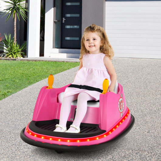 12V Electric Kids Ride On Bumper Car with Flashing Lights for Toddlers-Pink