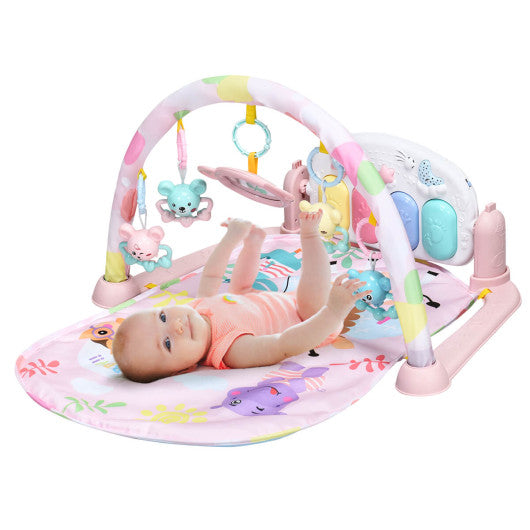 3 in 1 Fitness Music and Lights Baby Gym Play Mat-Pink
